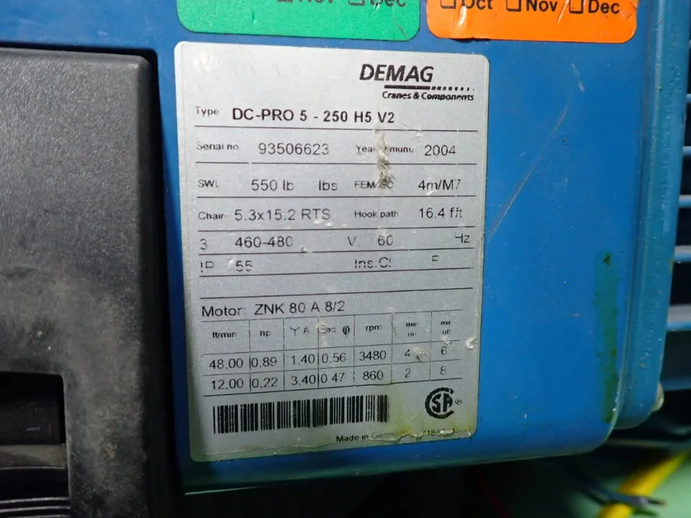 Demag 550 Pounds Crane Hoist - Dc-pro-5-250h5v2