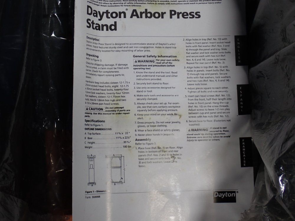 Dayton Arbor Press Stand Components