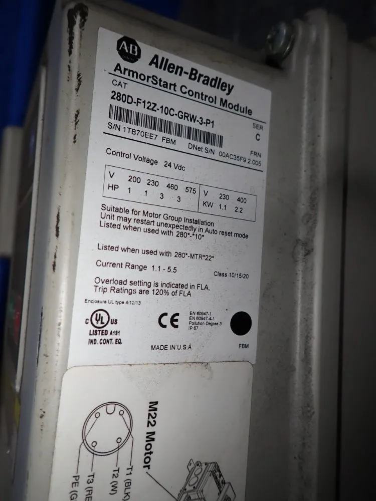 Allen Bradley Armorstart Control Module - 280d-f12z-10c-grw-3-p1