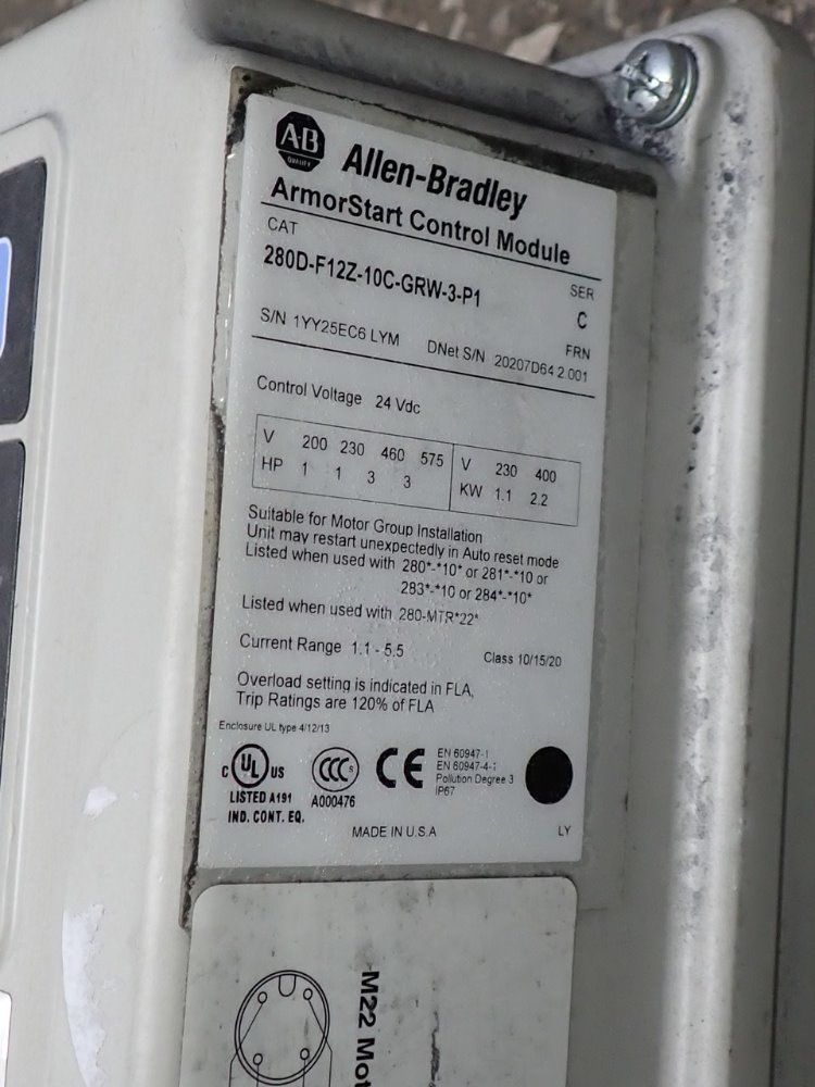 Allen Bradley Armorstart Control Module - 280d-f12z-10c-grw-3-p1