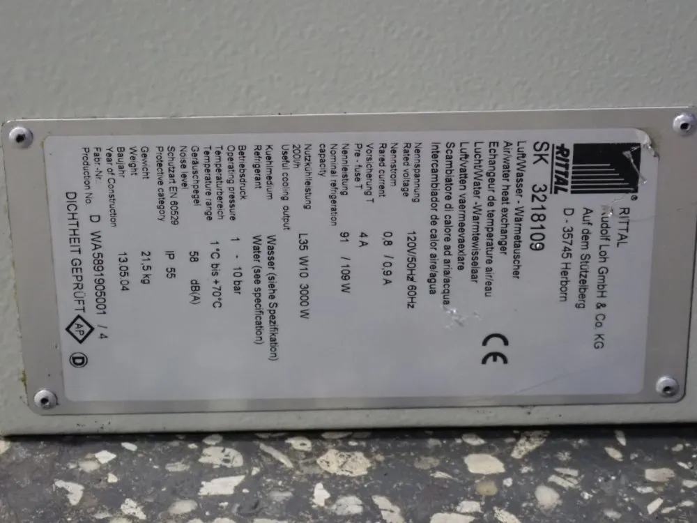 Rittal Air/water Heat Exhanger - Sk 3218109