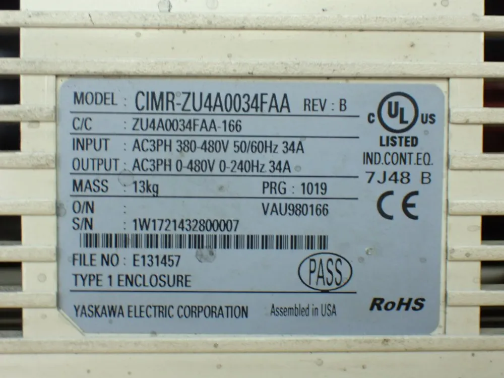 fuwaroページ Yaskawa Servo Drive - Cimr-zu4a0034faa | HGR*24