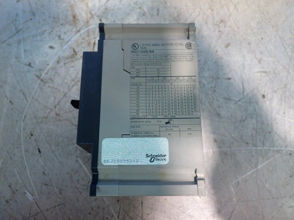 Merlin Gerin 75 Hp Compact Ns Circuit Breaker - Nsc100n