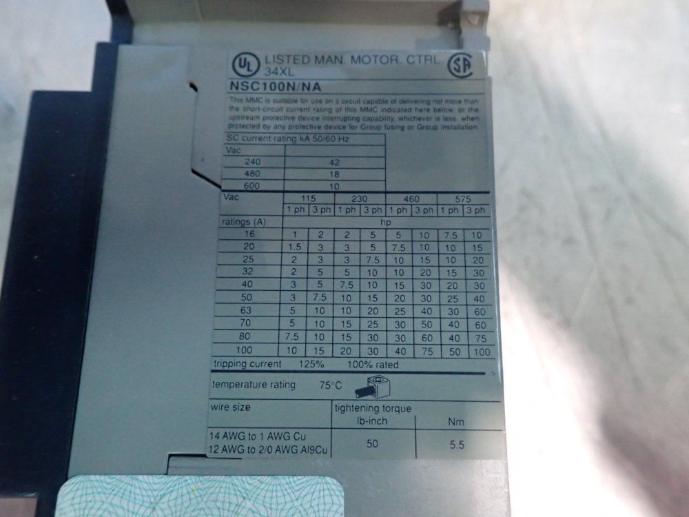 Merlin Gerin 100 Hp Compact Ns Circuit Breaker - Nsc100n