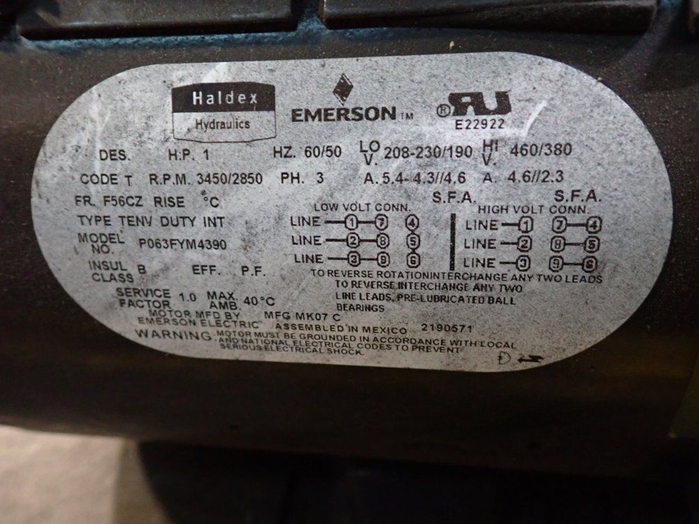 Haldex Hydraulics 1 Hp Hydraulic Power Unit - 0122660 010208