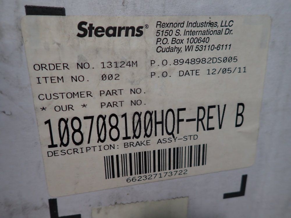 Stearns Brake Assembly - 108708100hqf