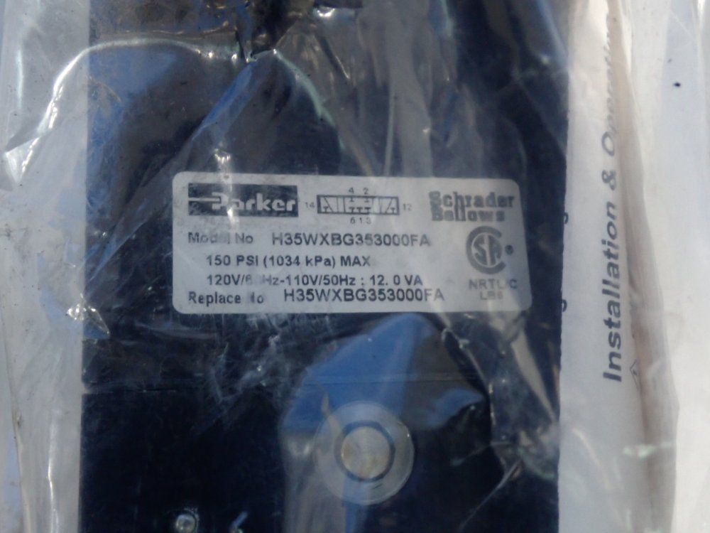 Parker 150 Psi Pneumatic Solenoid Control Valve - H35wxbg353000fa