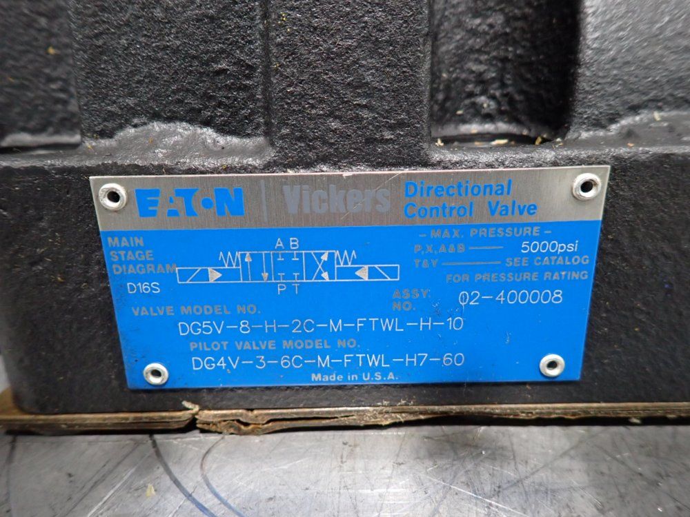 Eaton Vickers 5000 Psi Directional Control Valve - Dg5v-8-h-2c-m-ftwl-h-10