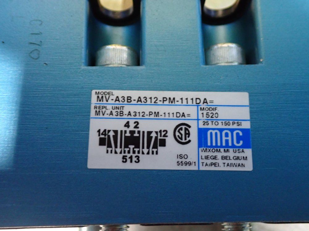 Mac Valves 150 Psi Double Solenoid Piloted Valves - Mv-a3b-a312-pm-111da