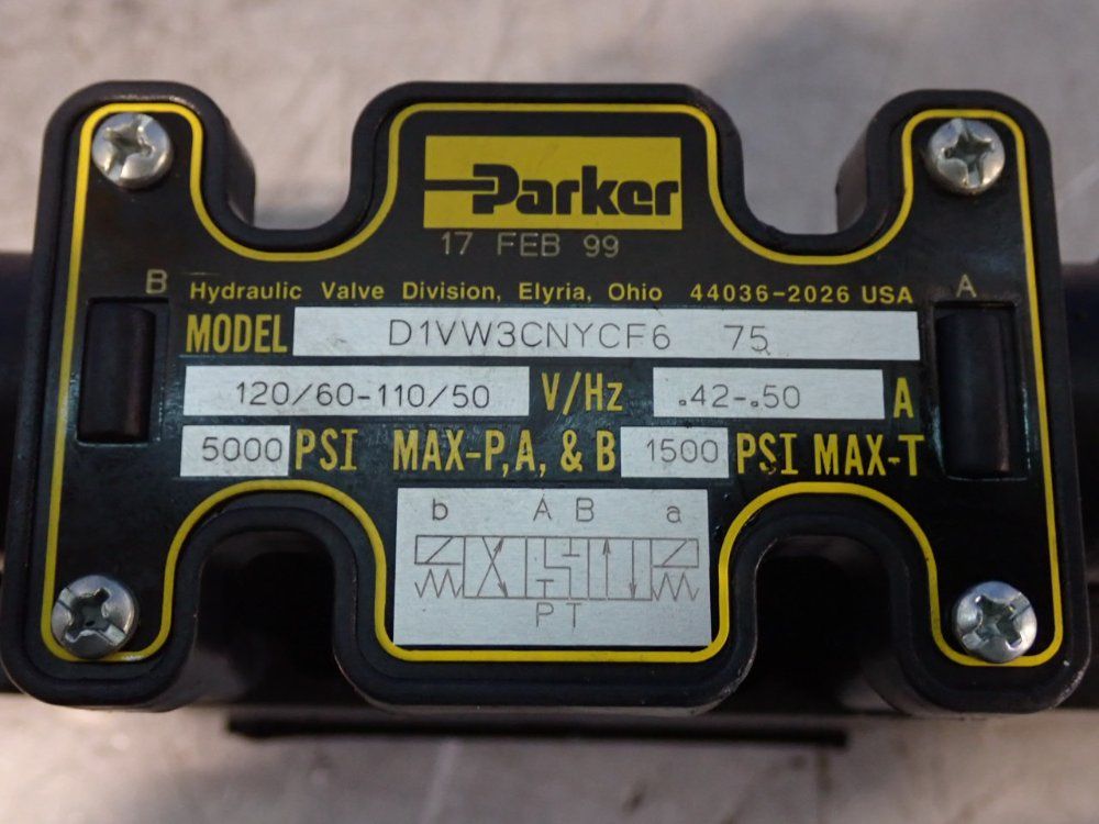 Parker 5000 Psi Hydraulic Directional Control Valve - D1vw3cnycf6