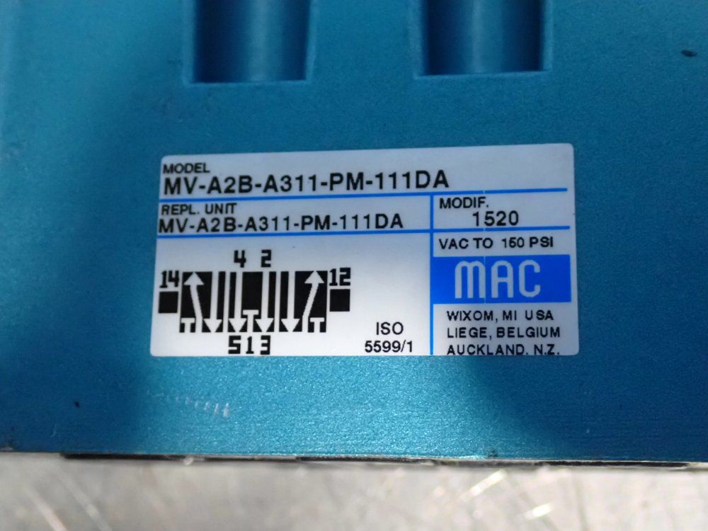Mac Valves 150 Psi Solenoid Pilot Operated Pneumatic Valves - Mv-a2b-a311-pm-111da