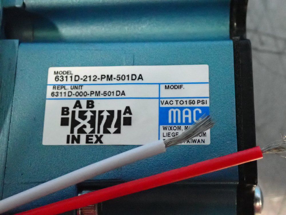 Mac Valves 150 Psi Solenoid Pilot Operated Pneumatic Spool Valve - 6311d-212-pm-501da
