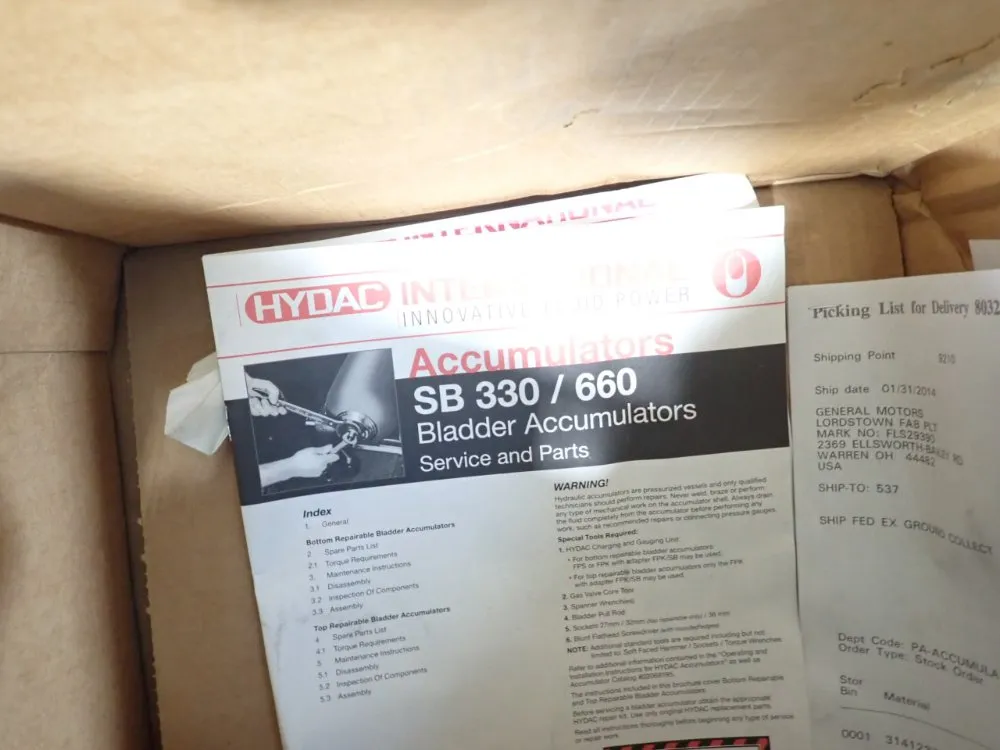 Hydac 3000 Psi Bladder Accumulator - 3141237