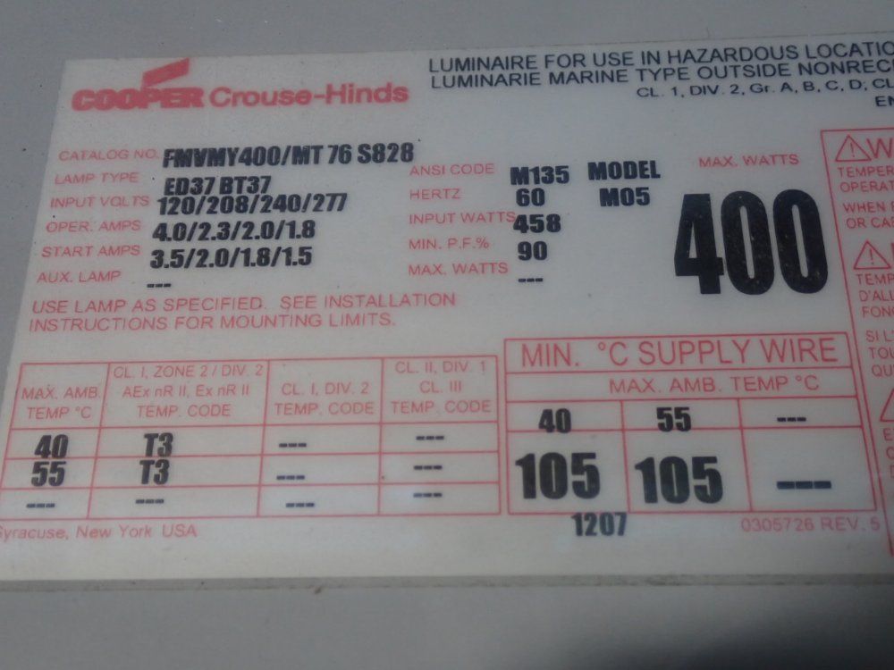 Cooper-crouse Hinds Floodlight - Fmvmy400/mt76s828