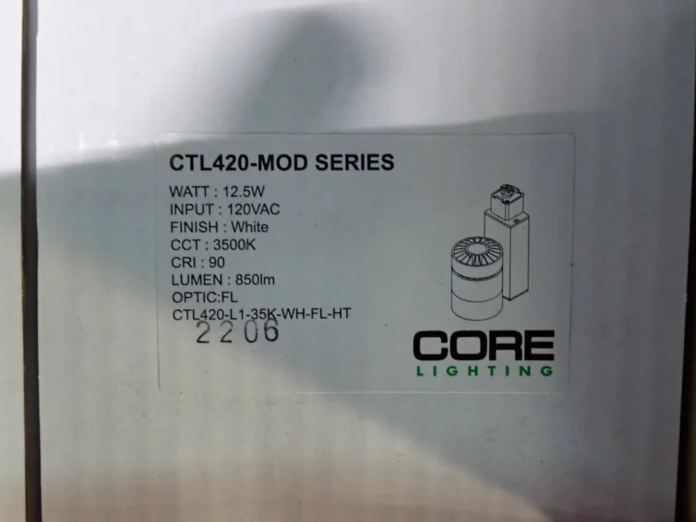 Core Lighting 12.5 W Track Head Fixtures - Ctl420-l1-35k-wh-fl-ht