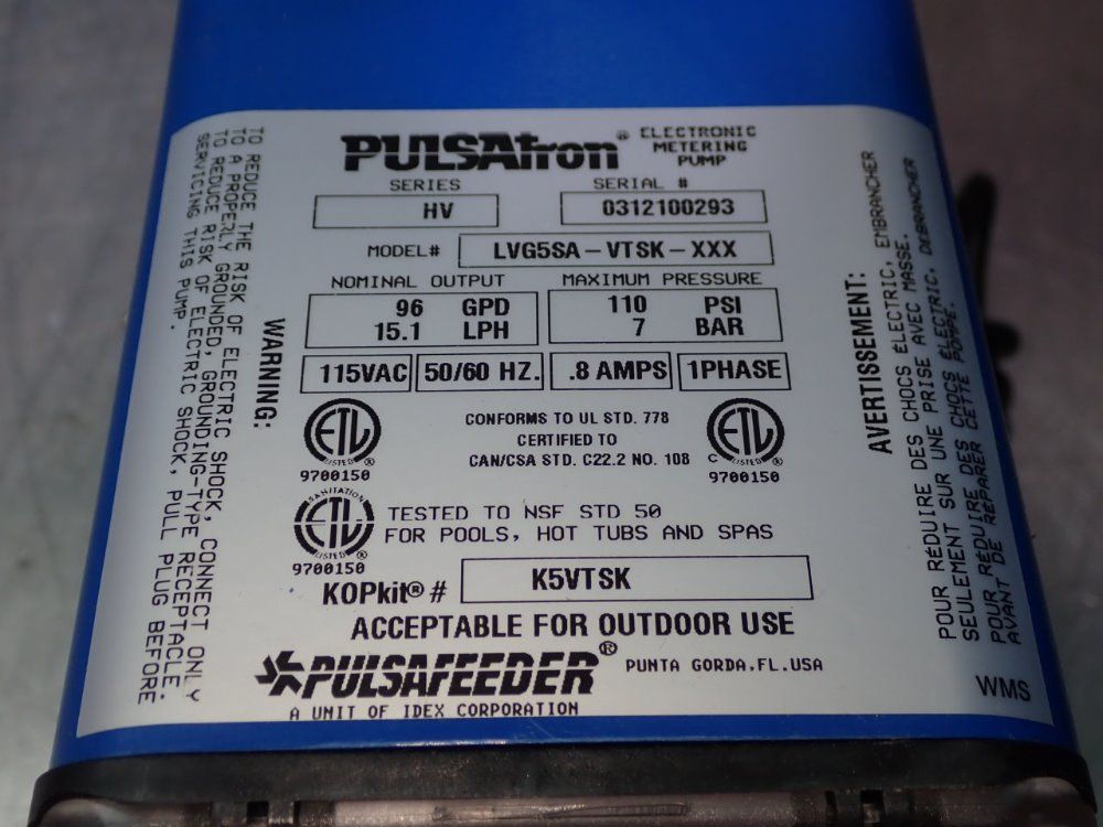 Pulsatron Metering Pump - Lgg5sa-vtsk-xxx