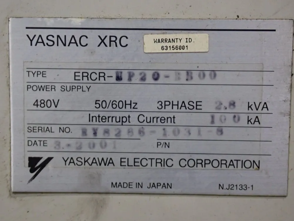 Yaskawa Electric Corporation Robot Controller Panel - Yasnac-xrc-up20