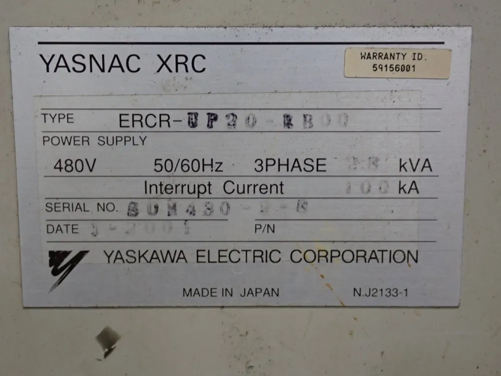 Yaskawa Electric Corporation Robot Controller Panel - Yasnac-xrc-up20