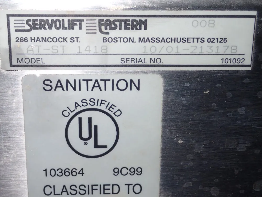 Servolift Fastern S/s Lunch Room Cart