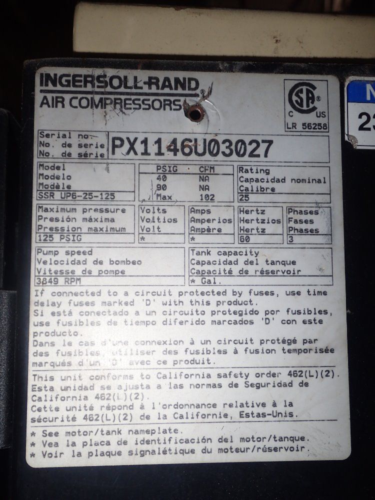 Ingersollrand Air Compressor