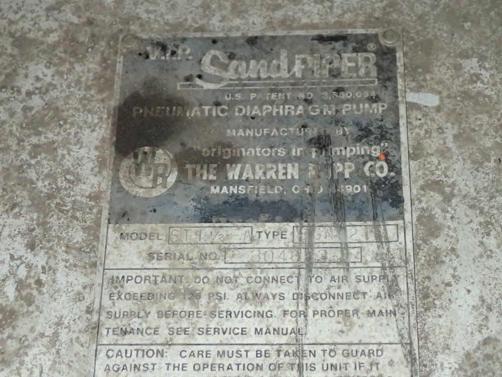 The Warren Rupp Co./sandpiper S/s Diaphragm Pump