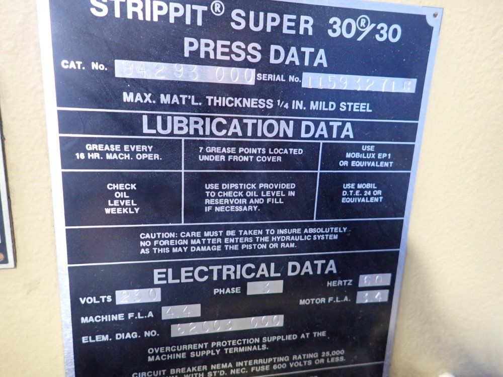 Houdaille / Strippit 1/4" Steel 48" X 72" Table Punch Press - Super 30-30