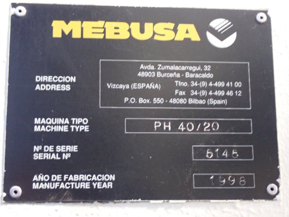 Hurco / Mebusa 78 3/4", 40ton 6' Press Brake - Ph 40/20