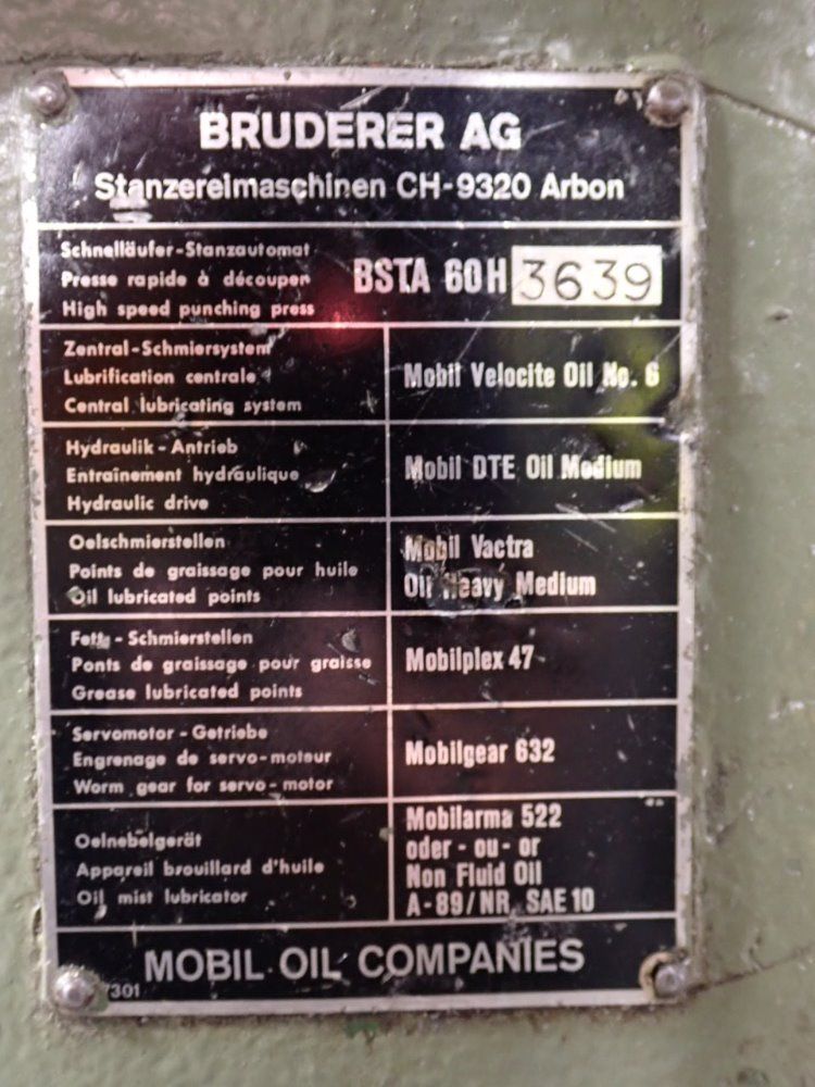 Bruderer 24" X 30" Bed, 60 Ton Bsta 60h 4-post Press - Bsta 60h