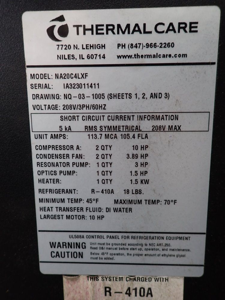 Thermal Care Na20c4lxf Chiller - Na20c4lxf