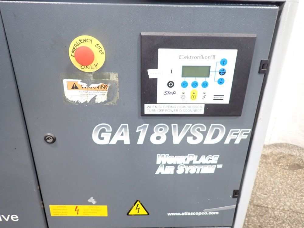 Atlas Copco 18.5 Kw/ 25 Hp Ga18vsd Air Compressor - Ga18vsd