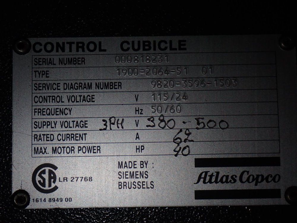 Atlas Copco 18.5 Kw/ 25 Hp Ga18vsd Air Compressor - Ga18vsd
