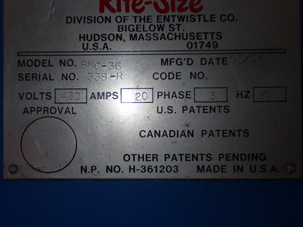 Rite-size 36" Bmc-36 Sheeter / Boxmaker - Bmc-36