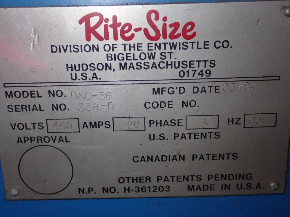 Rite-size 36" Bmc-36 Sheeter / Boxmaker - Bmc-36