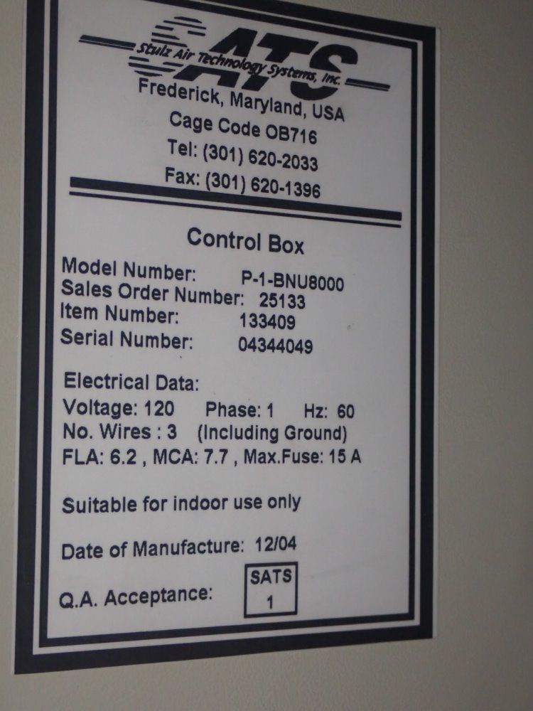 Stulz Air Technology Systems Bnu-8000 Ultrasonic Humidifier - Bnu-8000