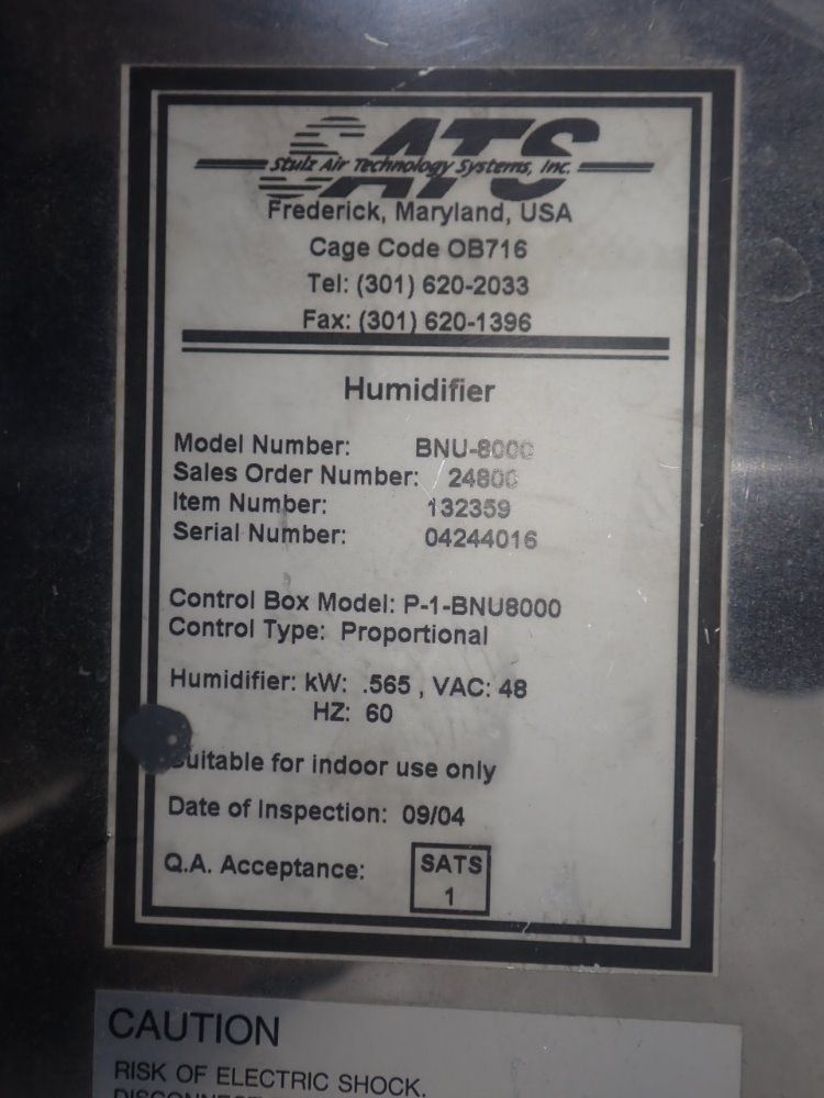 Stulz Air Technology Systems Bnu-8000 Ultrasonic Humidifier - Bnu-8000