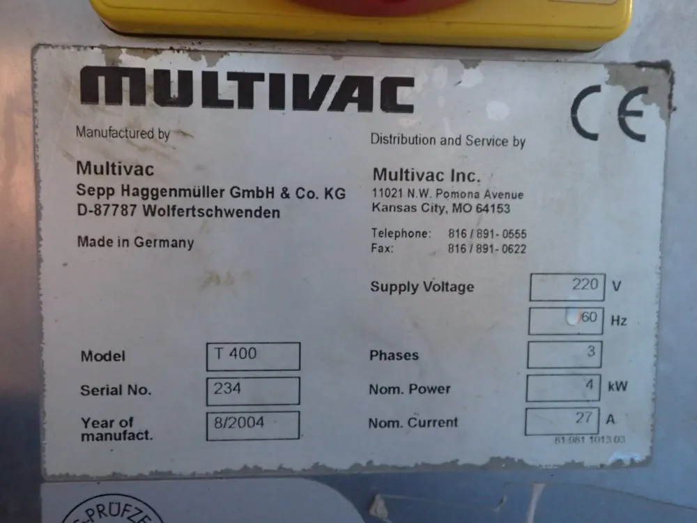 Multivac Tray Sealer - T400