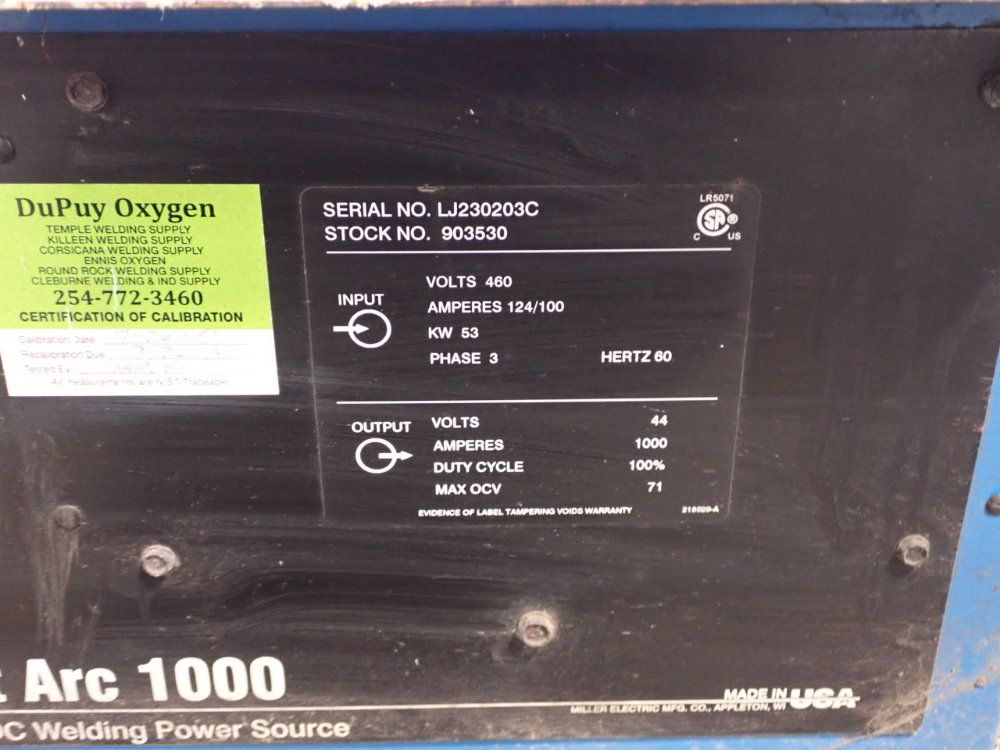 Miller 1000a/44v Arc Welder - Summit Arc 1000