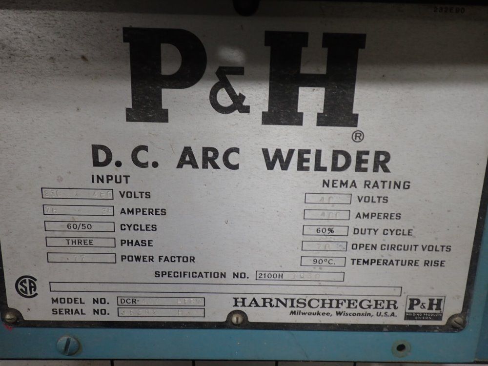 Harnischfeger/p&h 400 Amps Dcr-400 Hfgw Welder - Dcr-400 Hfgw