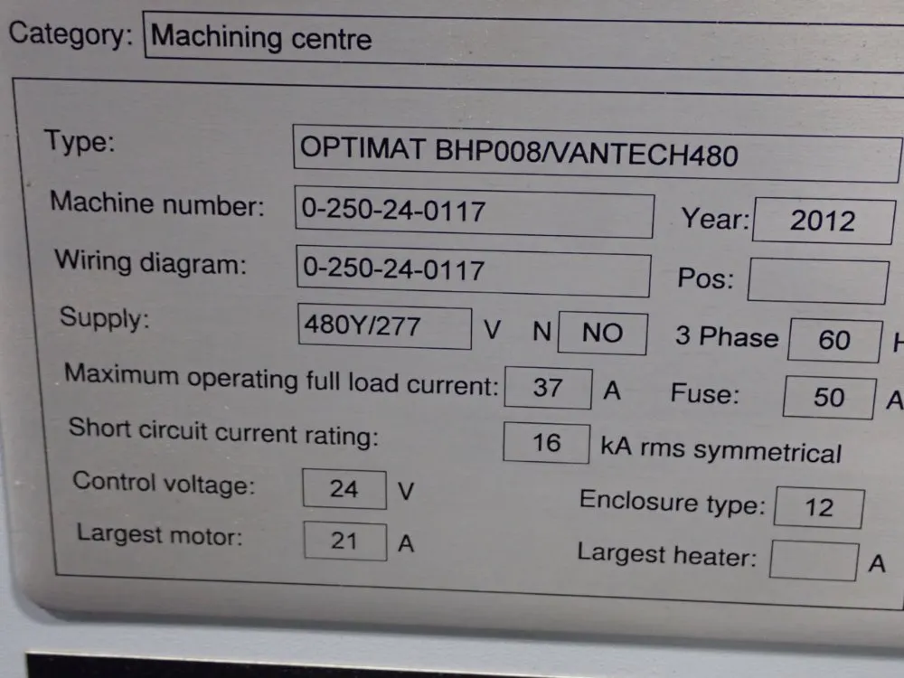 Weeke 99" X 49" Optimat Bhp008/vantech 480 Cnc Router - Optimat Bhp008/vantech 480