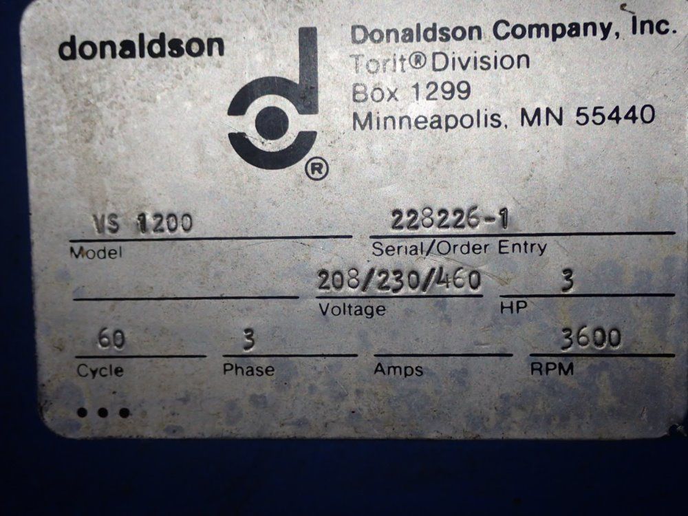 Donaldson Torit Vs1200 Dust Collector - Vs1200