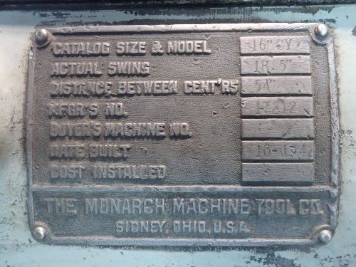 Monarch 19" X 57" Lathe