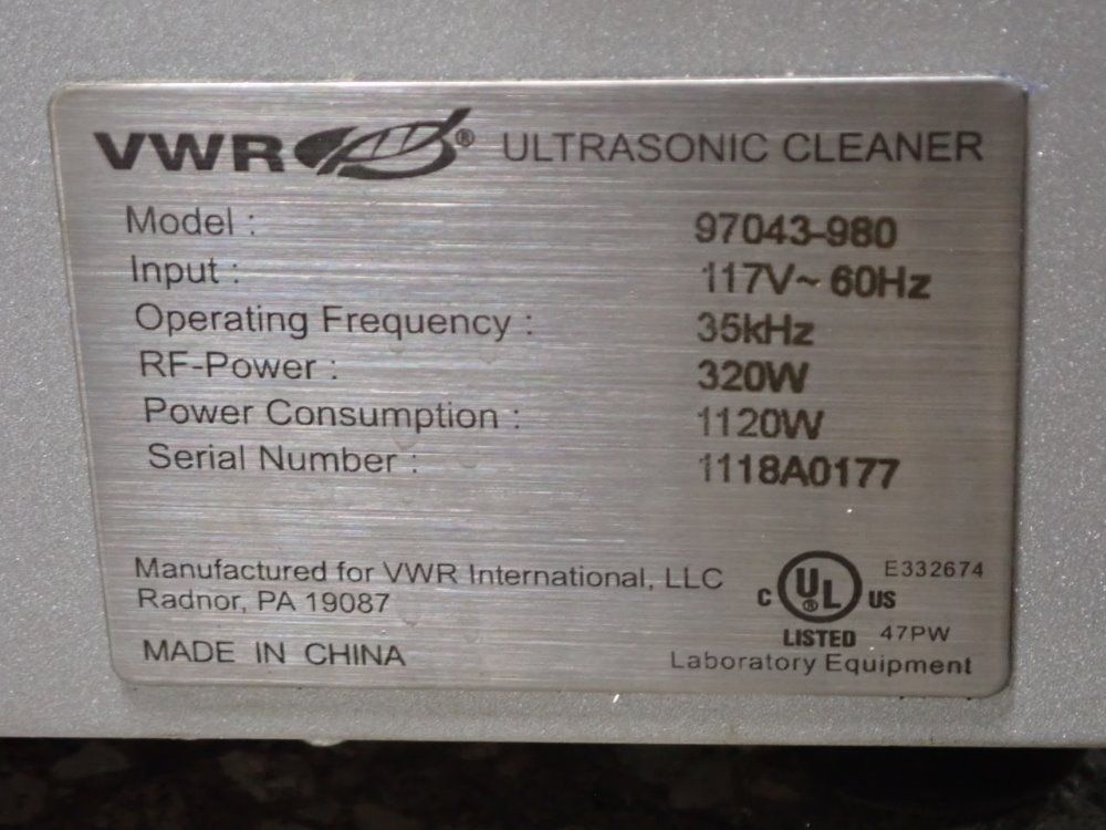 Vwr Ultrasonic Cleaner - 97043-980