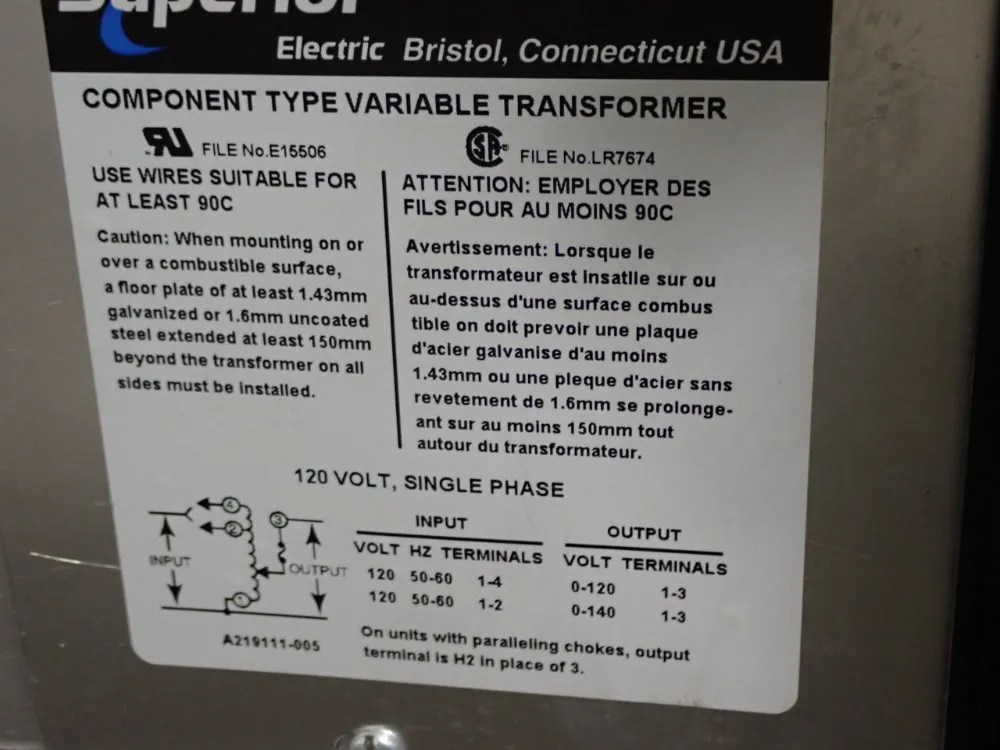 Powerstat Variable Autotransformer