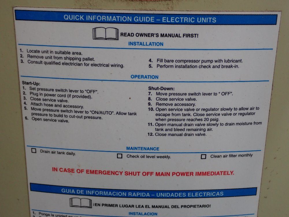 Ingersroll Rand 5hp Air Compressor - 2340n5