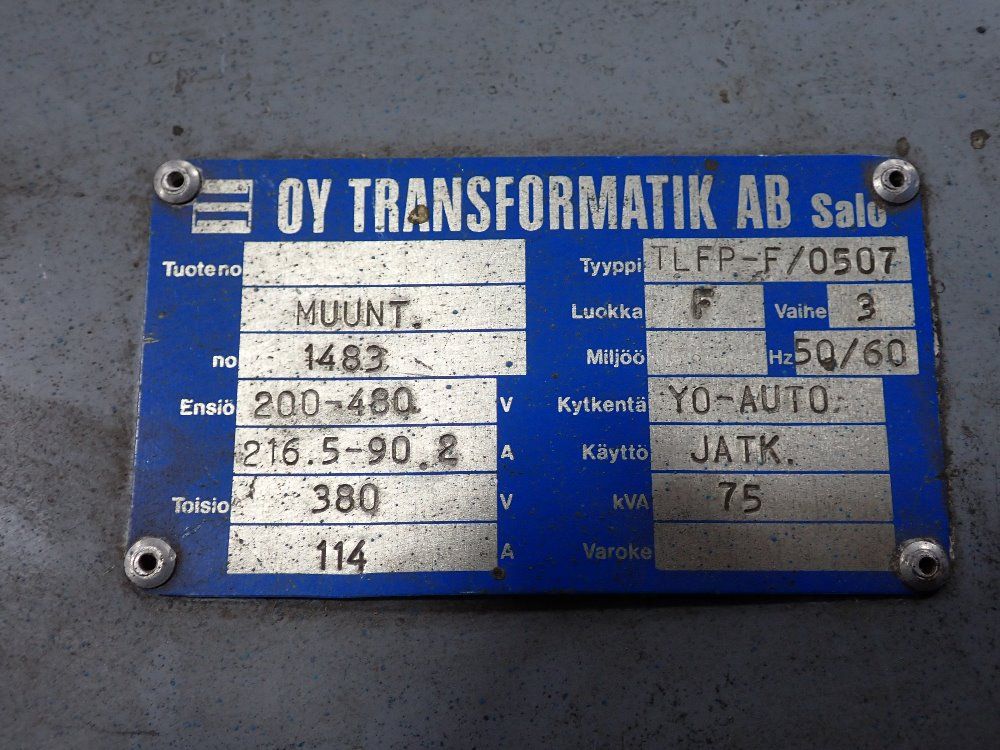 Oy Transformatik Ab Salo 75 Kva Transformer - Tlfp-f/0507