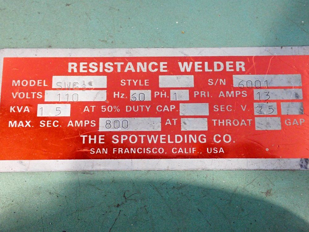 The Spotwelding Co. 1.5 Kva Resistance Welder - Swg 1/2