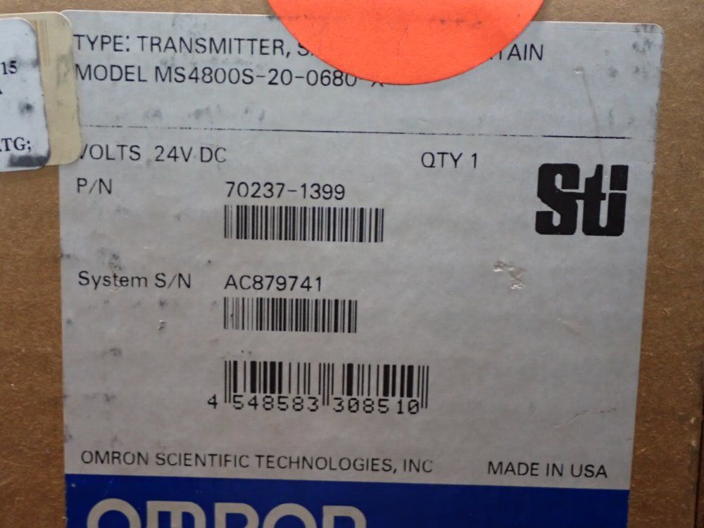 Omron Ms4800s-20-0680-x Light Curtain - Ms4800s-20-0680-x