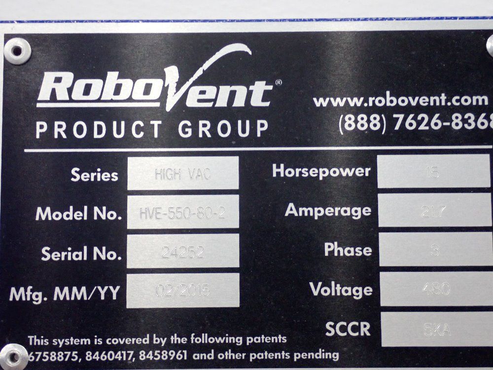 Robovent 15 Hp Dust Collector - Hve-550-80-2