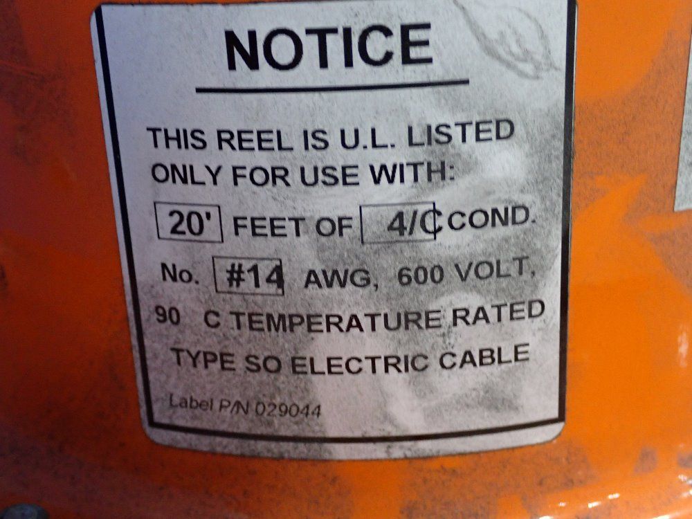 Gleason Reel Corp. 20 Feet Of 4/cond Retractable Electric Hose Reel - C14-b04-b1103