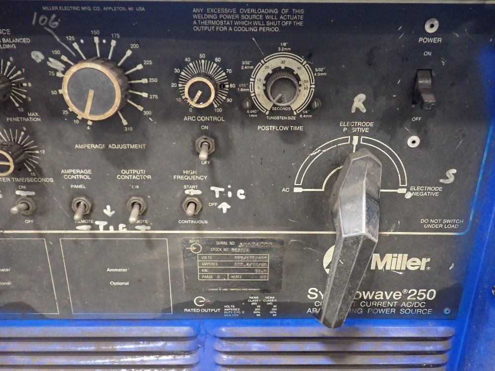 Miller 105.8/92/46a Welder - Syncrowave 250